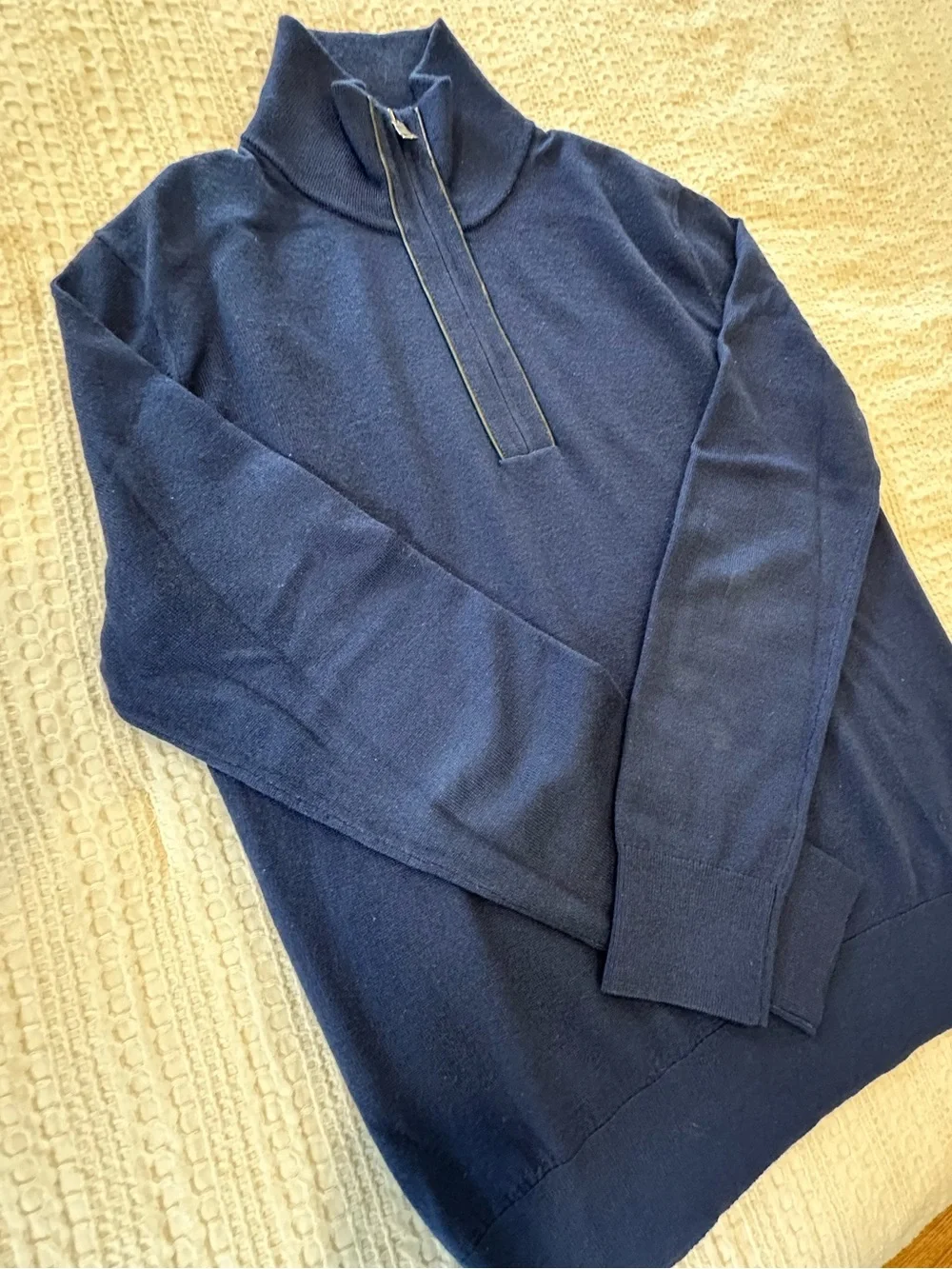 Men’s Banana Republic Quarter Zip Sweater Merino Wool Blend Blue Size M